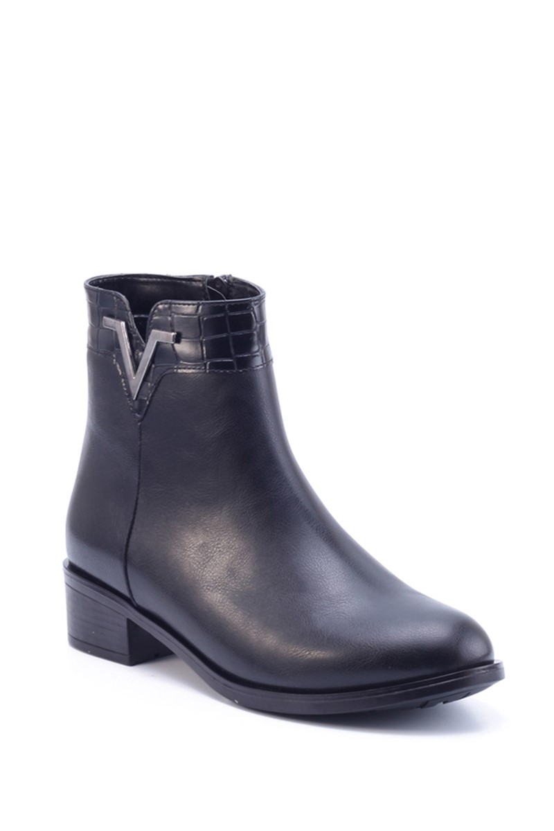 Women's Zip Up Boots 2855 - Black #360234