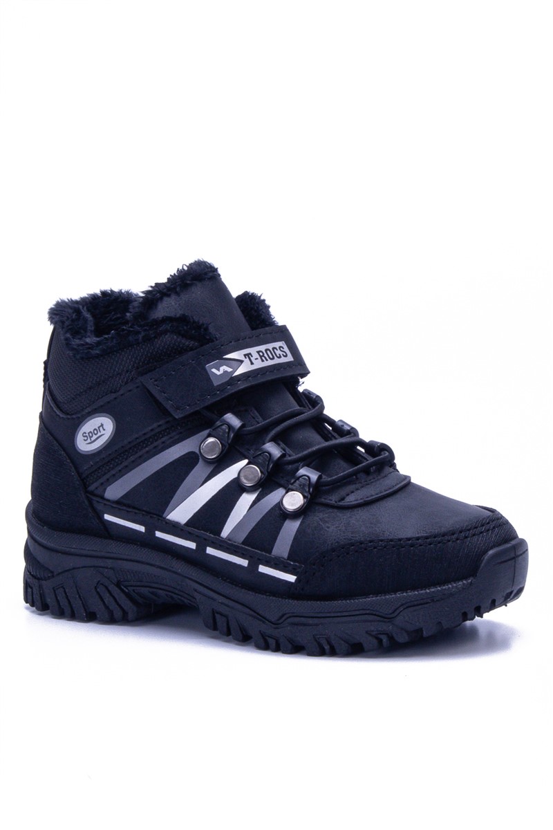 Padded Velcro Kids Boots BL03 - Black #364180