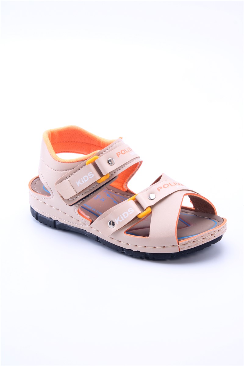 Women's Sandals with Velcro Closure 9095 - Beige #360728