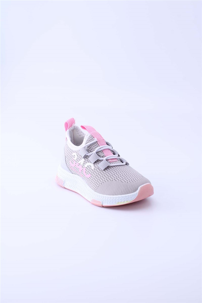 Children's textile sports shoes 10002 - Gray with Pink #360011