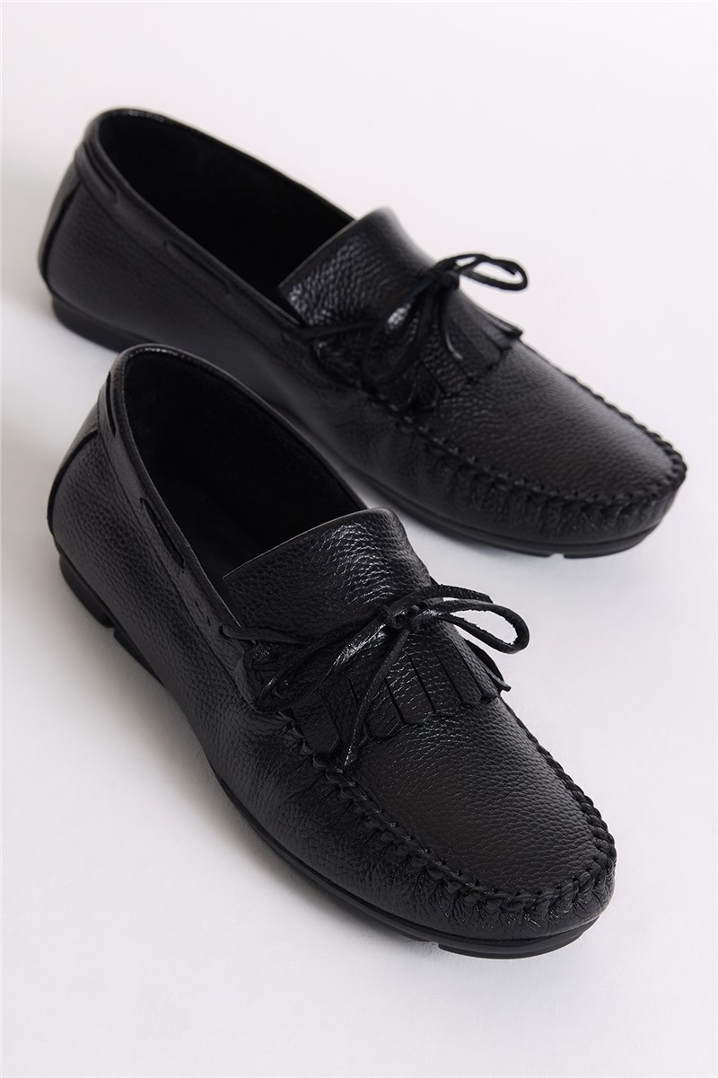 Men's genuine leather loafers - Black #401233
