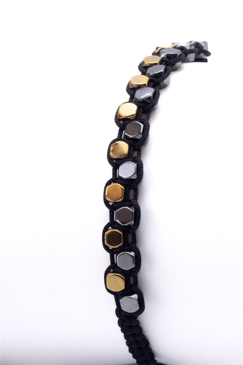 Bracciale da uomo in pietra naturale con ematite - grigio-oro #363322