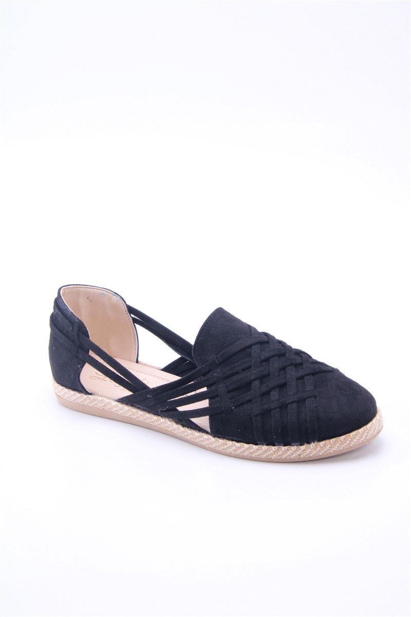 EZB Women's Suede Ballerina Shoes - Black #361068
