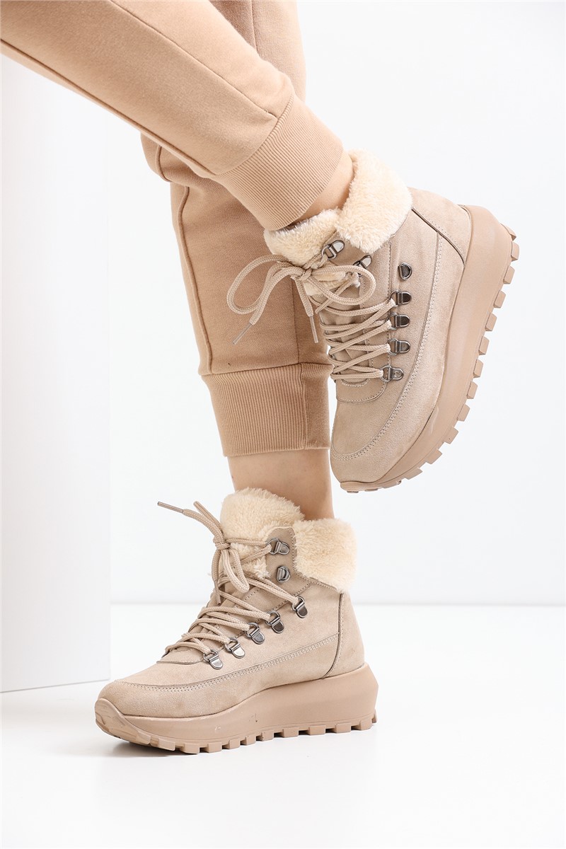 Damen Stiefel mit Lammfell 1015 - beige #363260