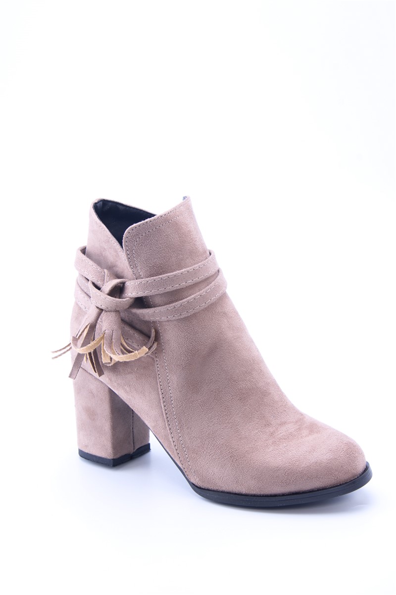 Women's Suede Heeled Boots 2945 - Mink #360250