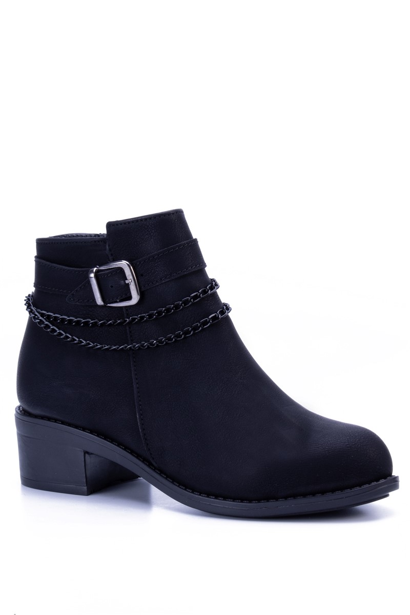 Women's Boots with Decorative Buckle 504 - Black #366405