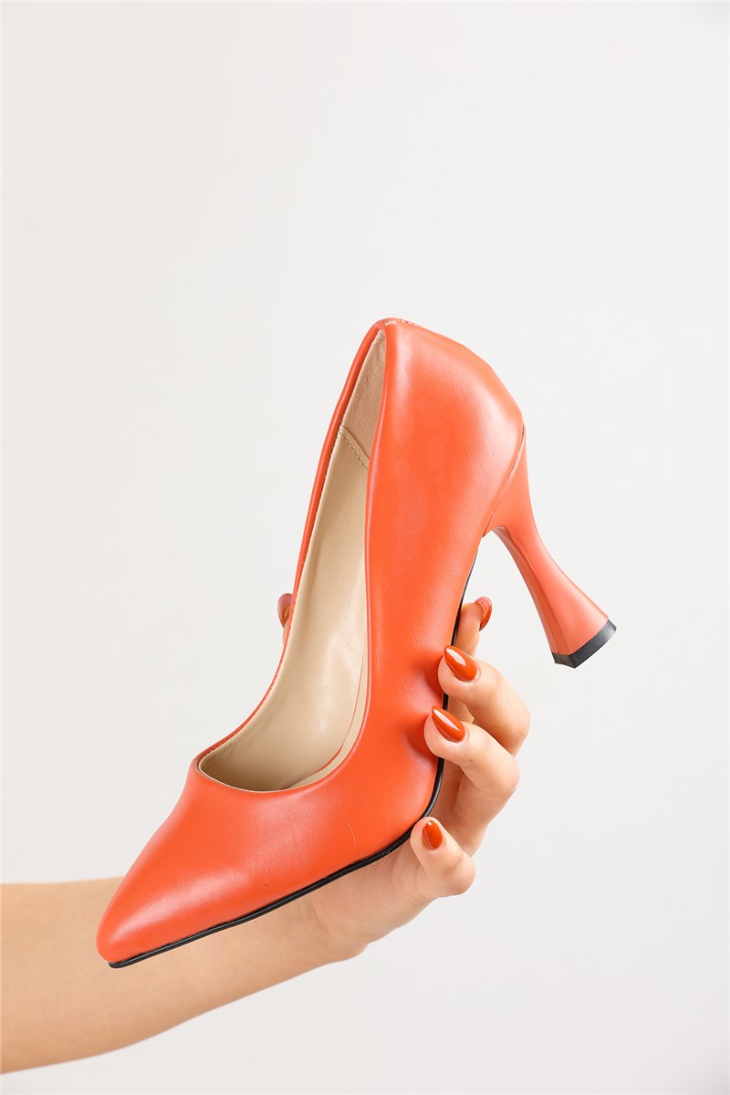 Elegantne ženske cipele na petu 2706 - narančaste #360197