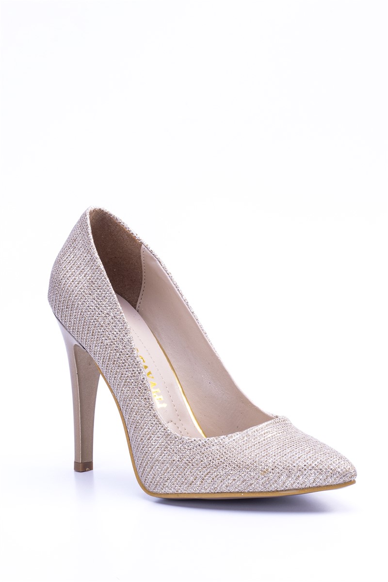 Ženske elegantne cipele s petom CV400-1 - zlatne #365700