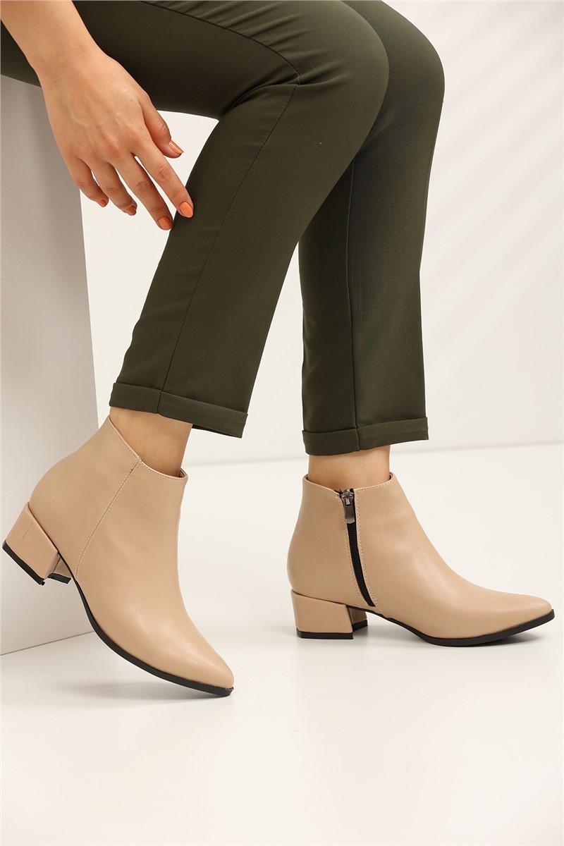 Women's Heeled Boots 2591 - Beige #360166