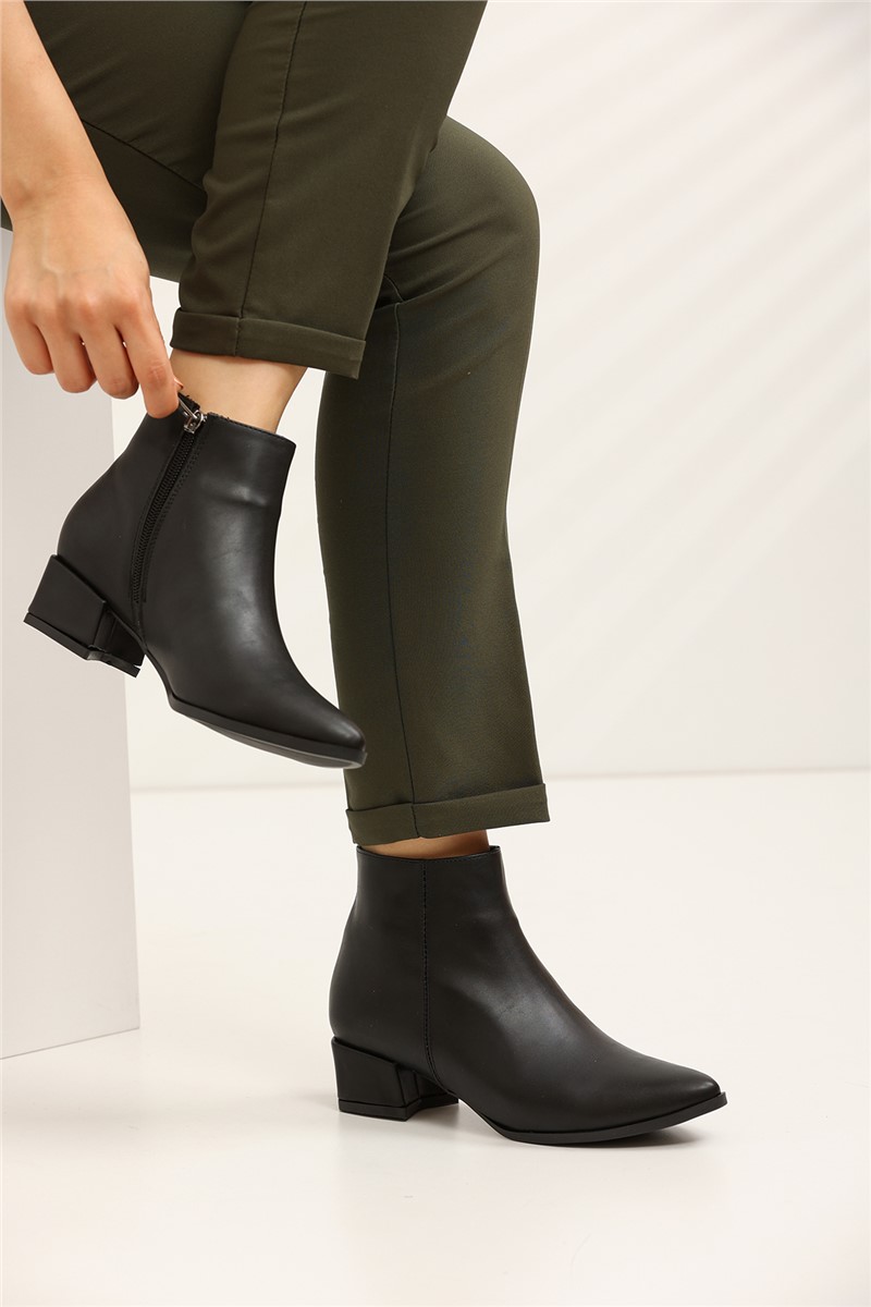 Women's Zip Up Boots 2591 - Black #360164