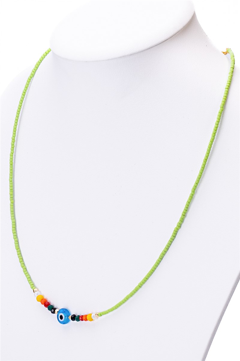 Women's Necklace with Crystal Accessory - Light Green #363294