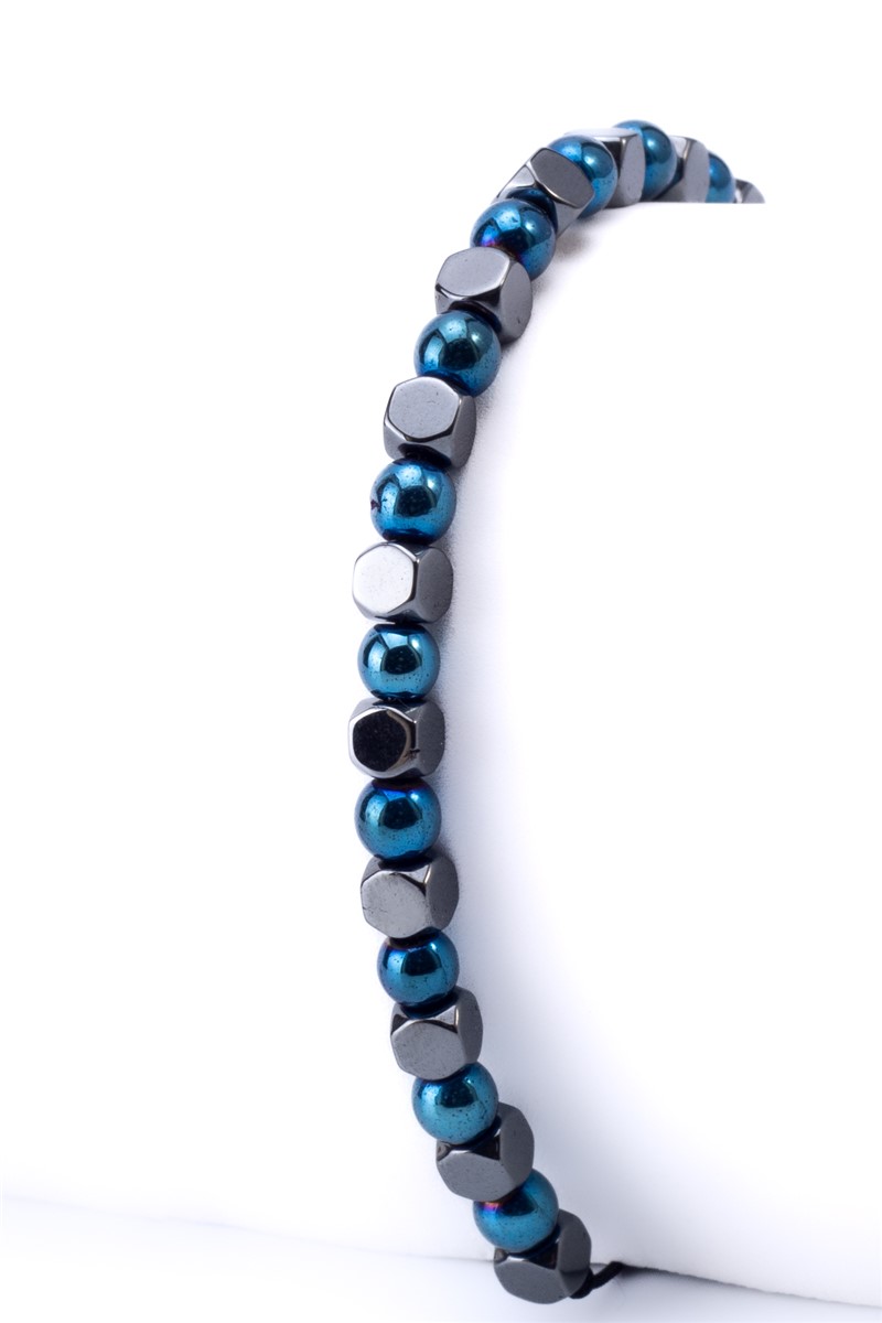 Bracciale da uomo in pietra di ematite naturale 4 mm - blu-grigio #363323