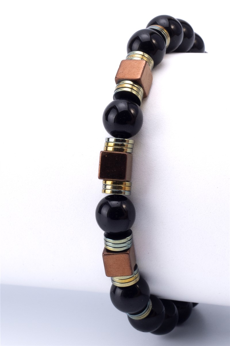 Men's Hematite Natural Stone Bracelet - Brown-Black #363319