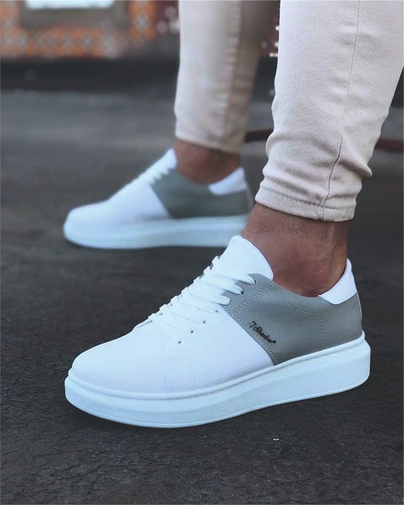 Muške svakodnijevne cipele SLW-151 - Bijele sa sivim #365040