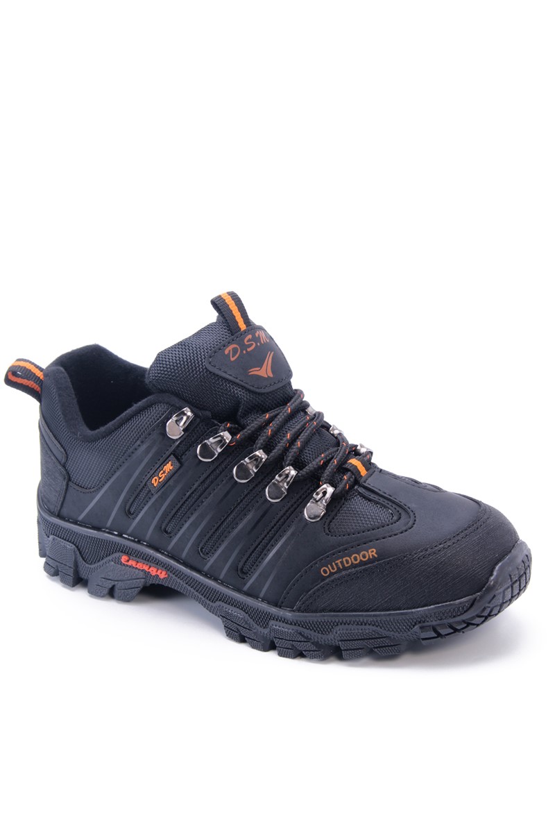Botas de caminhada unissex DSM1 - pretas com laranja #360776