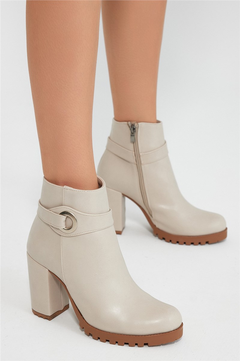 Women's Heeled Boots - Light Beige #409938