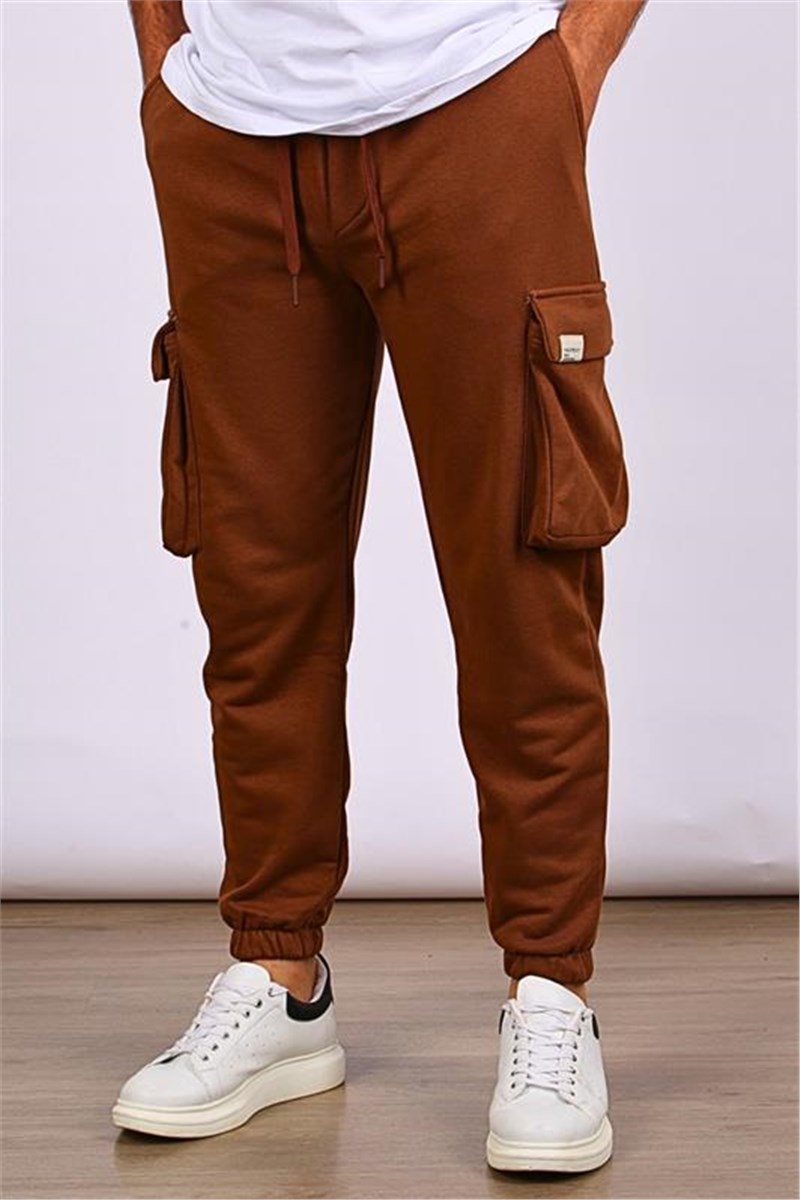 Men's Sports Bottoms with Cargo Pockets 6514 - Brown #385622