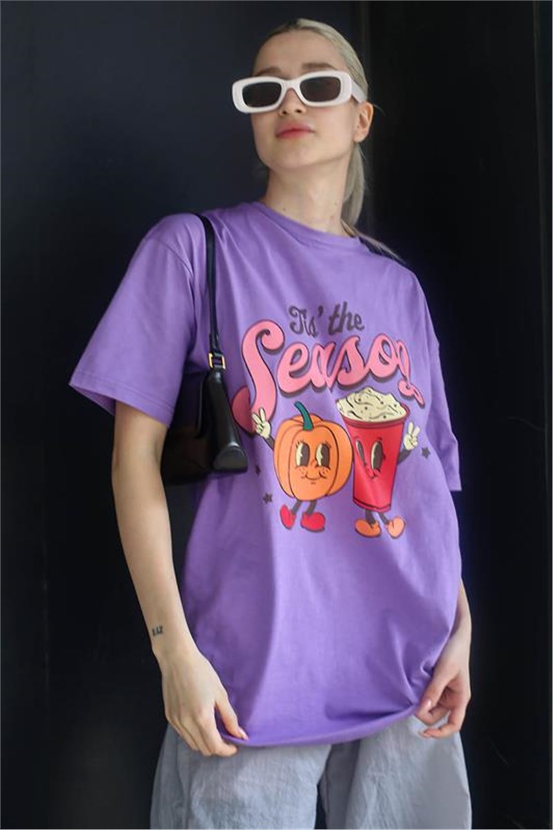 Women's Printed T-Shirt MG1776 - Purple #395129
