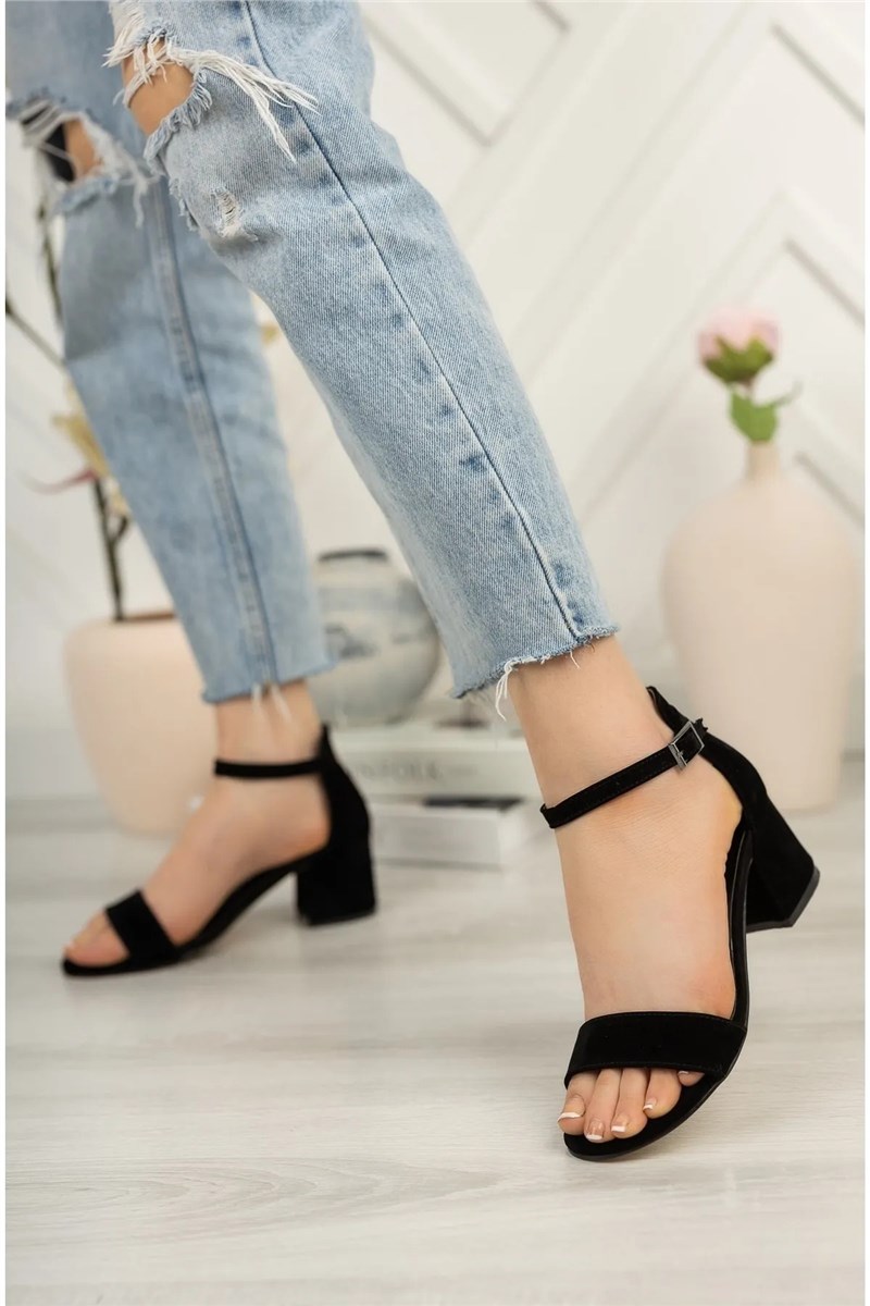 Women's Suede Sandals - Black #384807