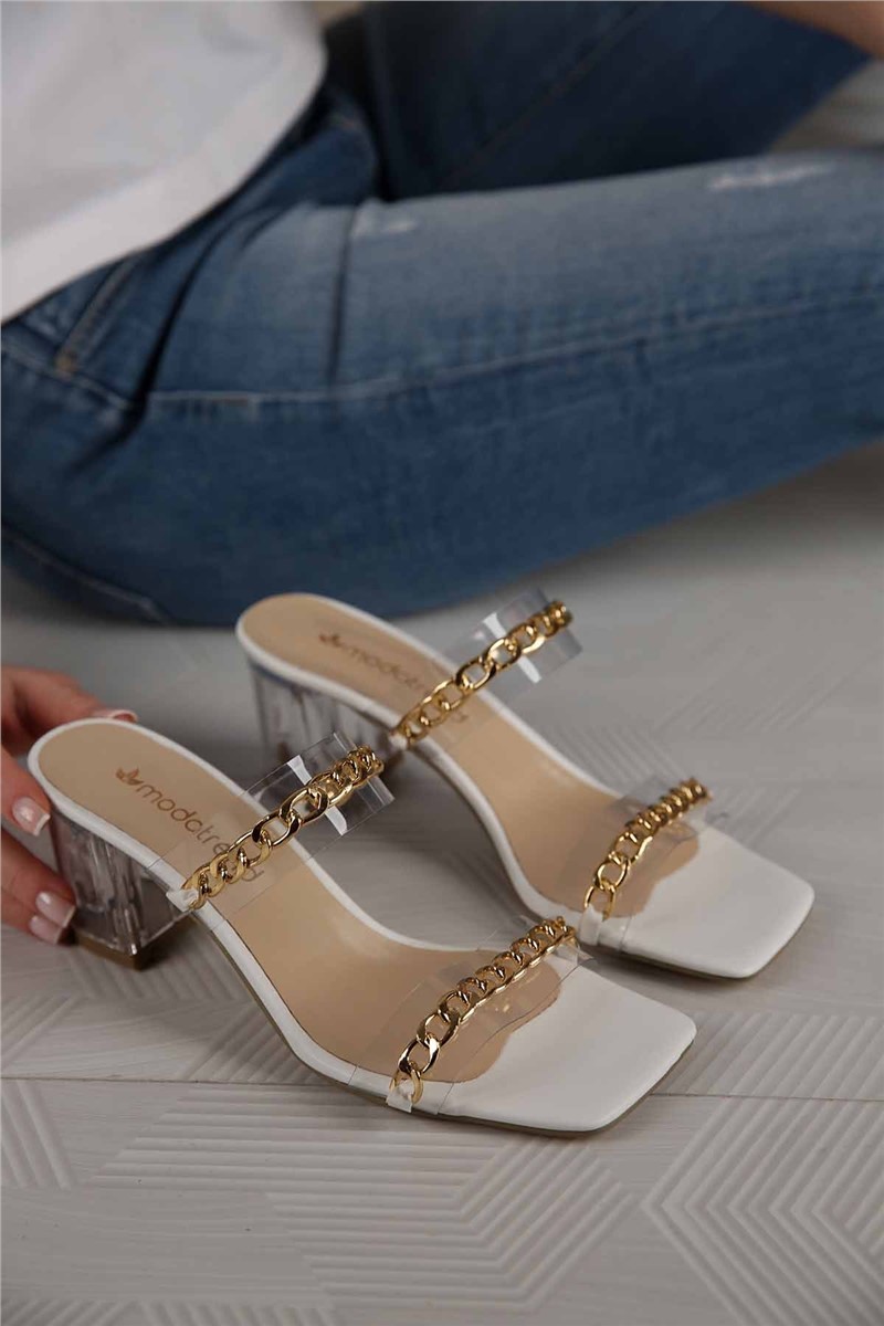 Women's Slippers with Transparent Heel - White #367287