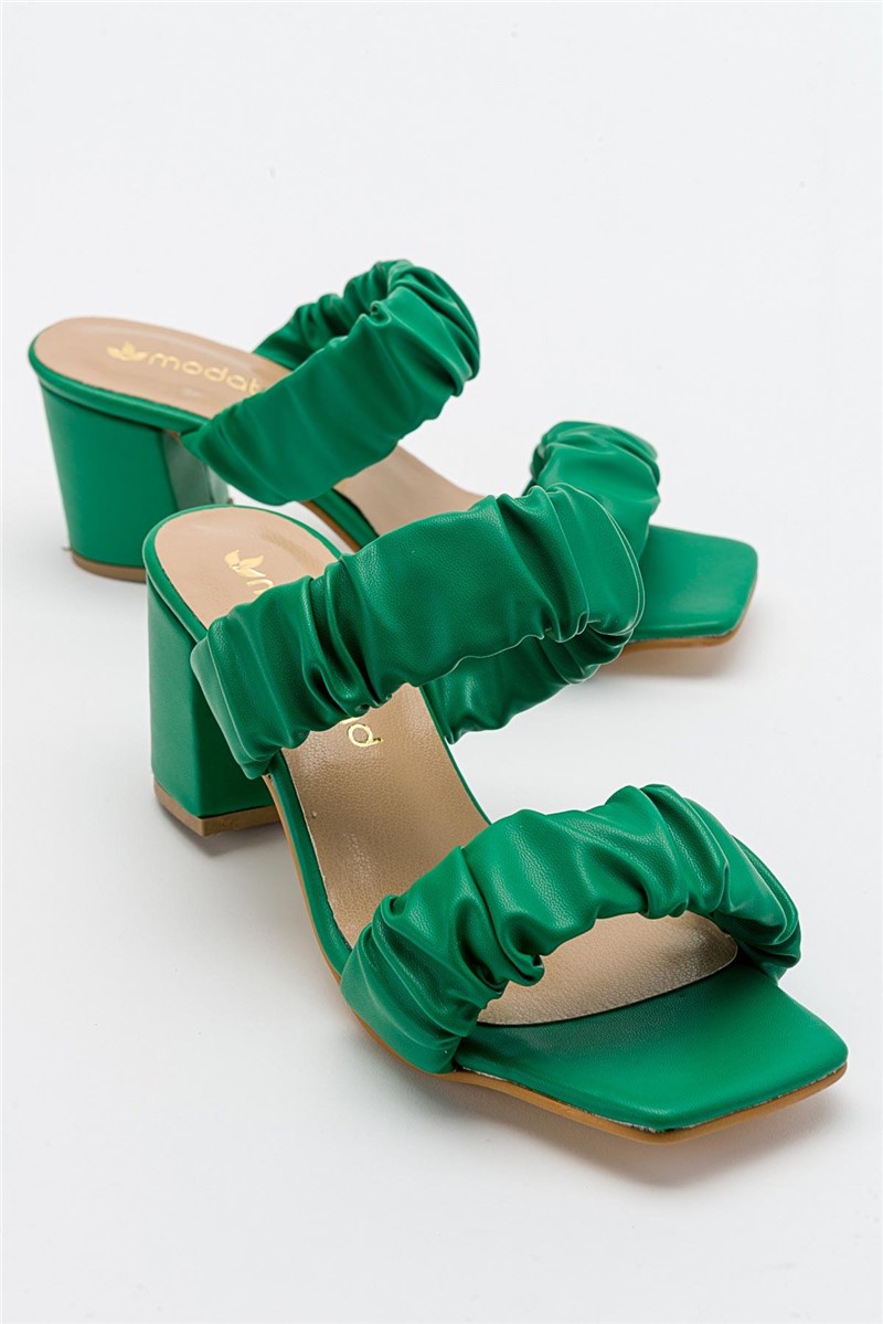 Women's Heeled Slippers - Green #382743