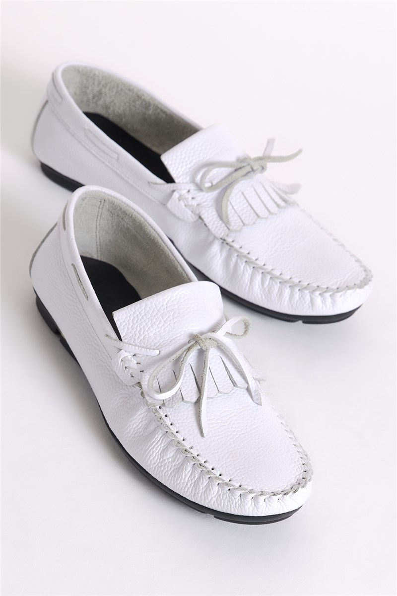 Men's genuine leather loafers - White #401234