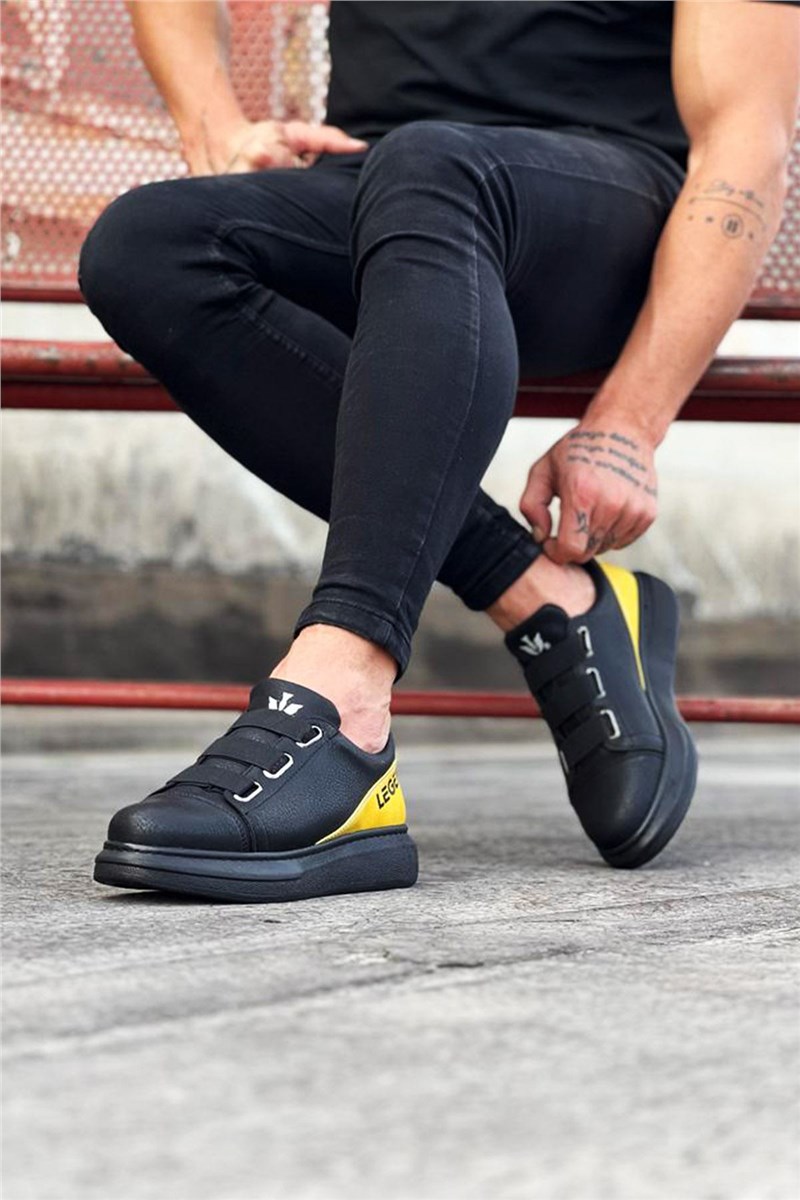 Men's Casual Shoes WG029 - Black with Yellow #411016