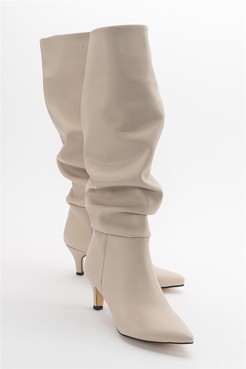 Stivali con tacco sottile da donna - Beige chiaro #405030