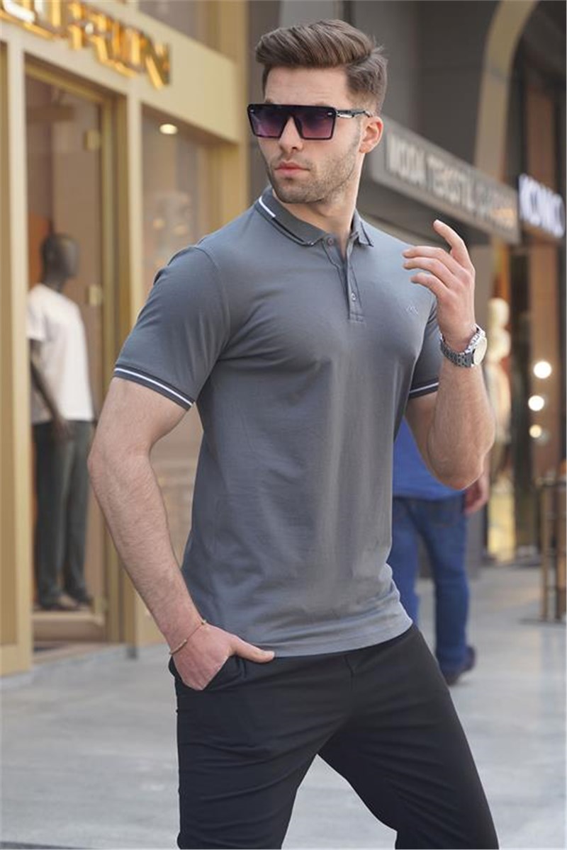 Men's T-Shirt with Collar 6113 - Smoke Gray #395205