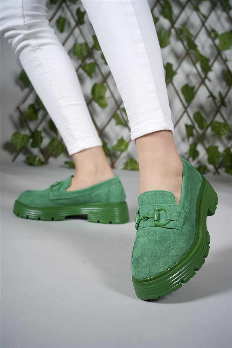 Women's Suede Loafers 0012910 - Green #402643