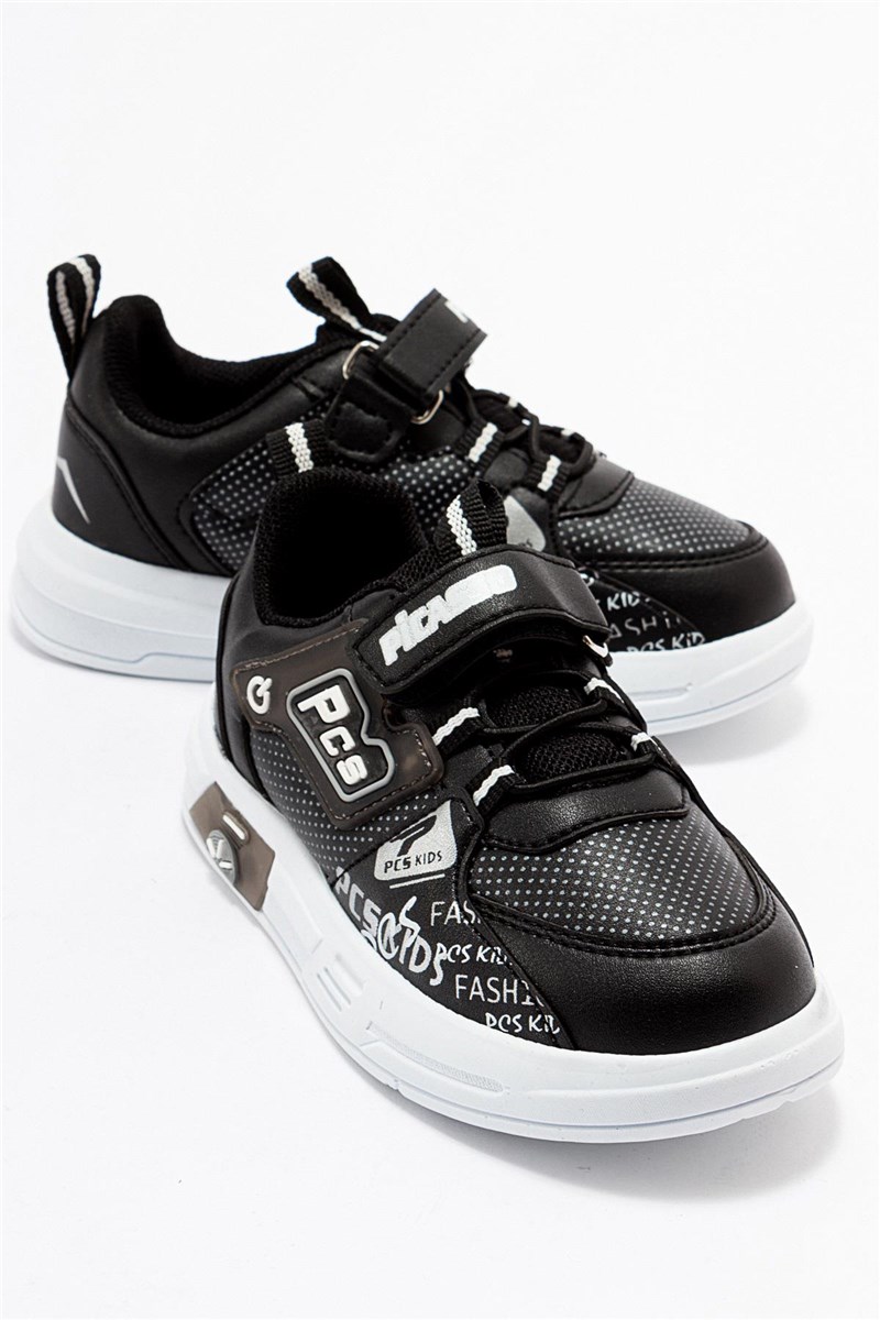Dječje sportske cipele s čičak kopčom - crne s bijelom #403721