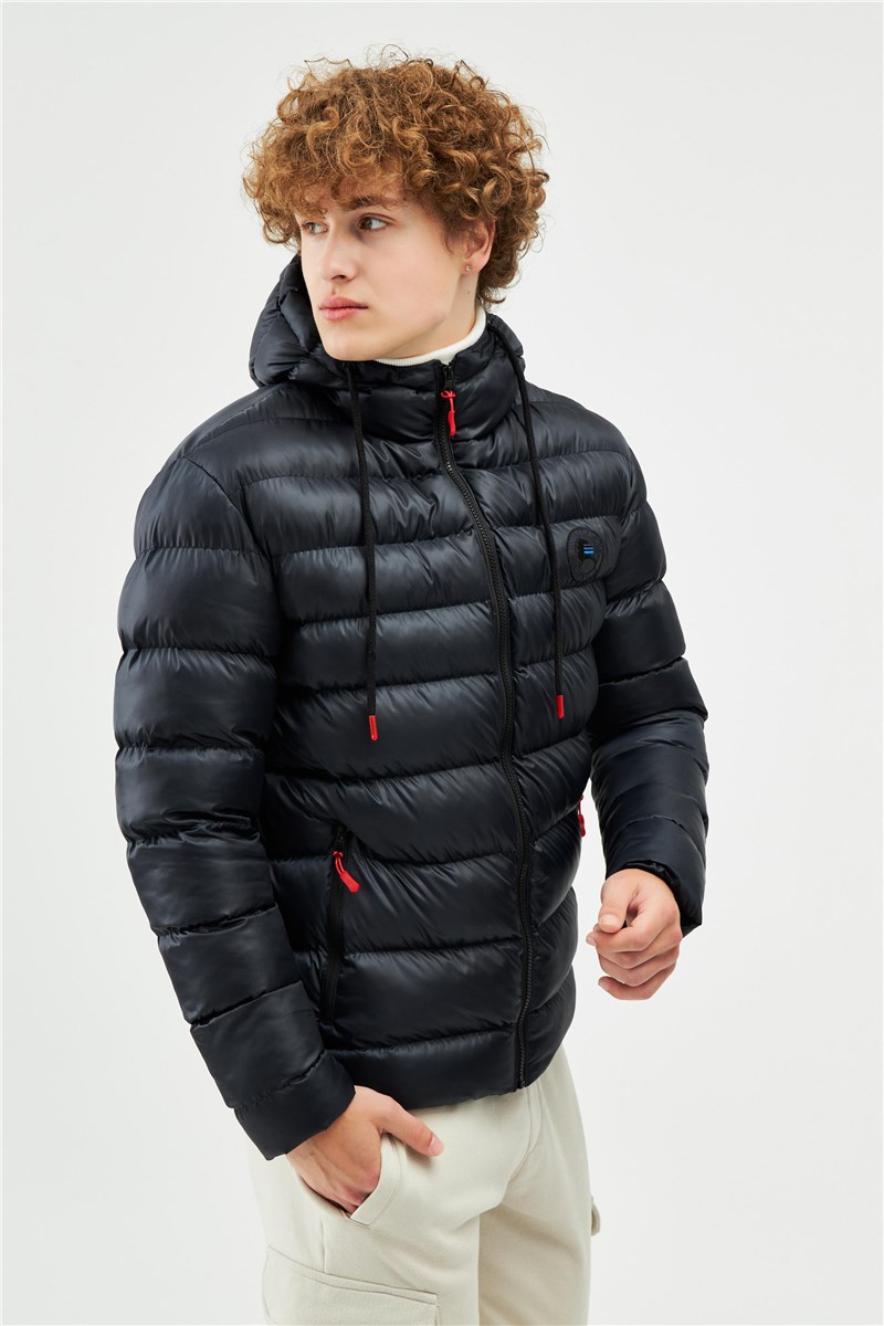 Men's Waterproof Windproof Fleece Lined Hooded Jacket - Black #408314