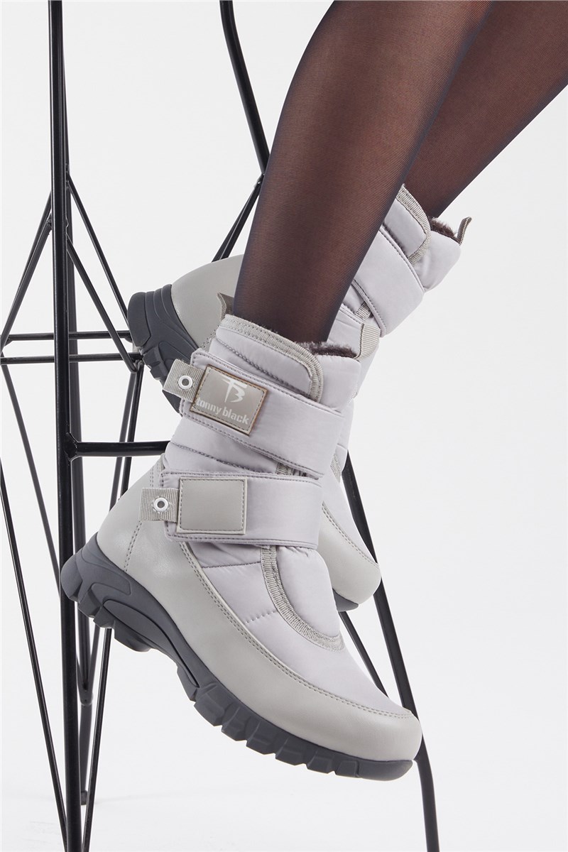 Botas de Neve Impermeáveis ​​Femininas - Cinza Claro #399525 