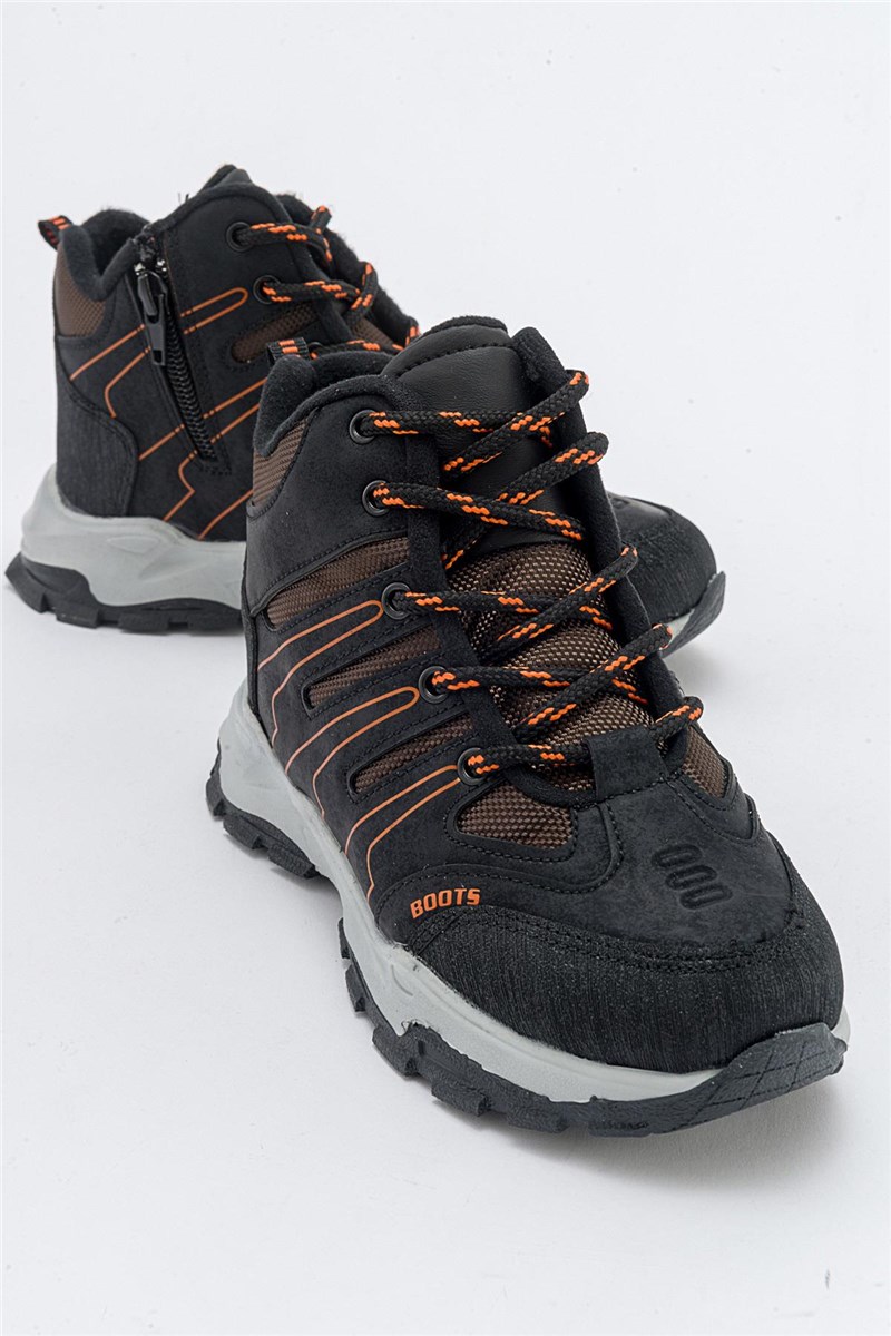 Kids Hiking Boots - Black with Orange #411586
