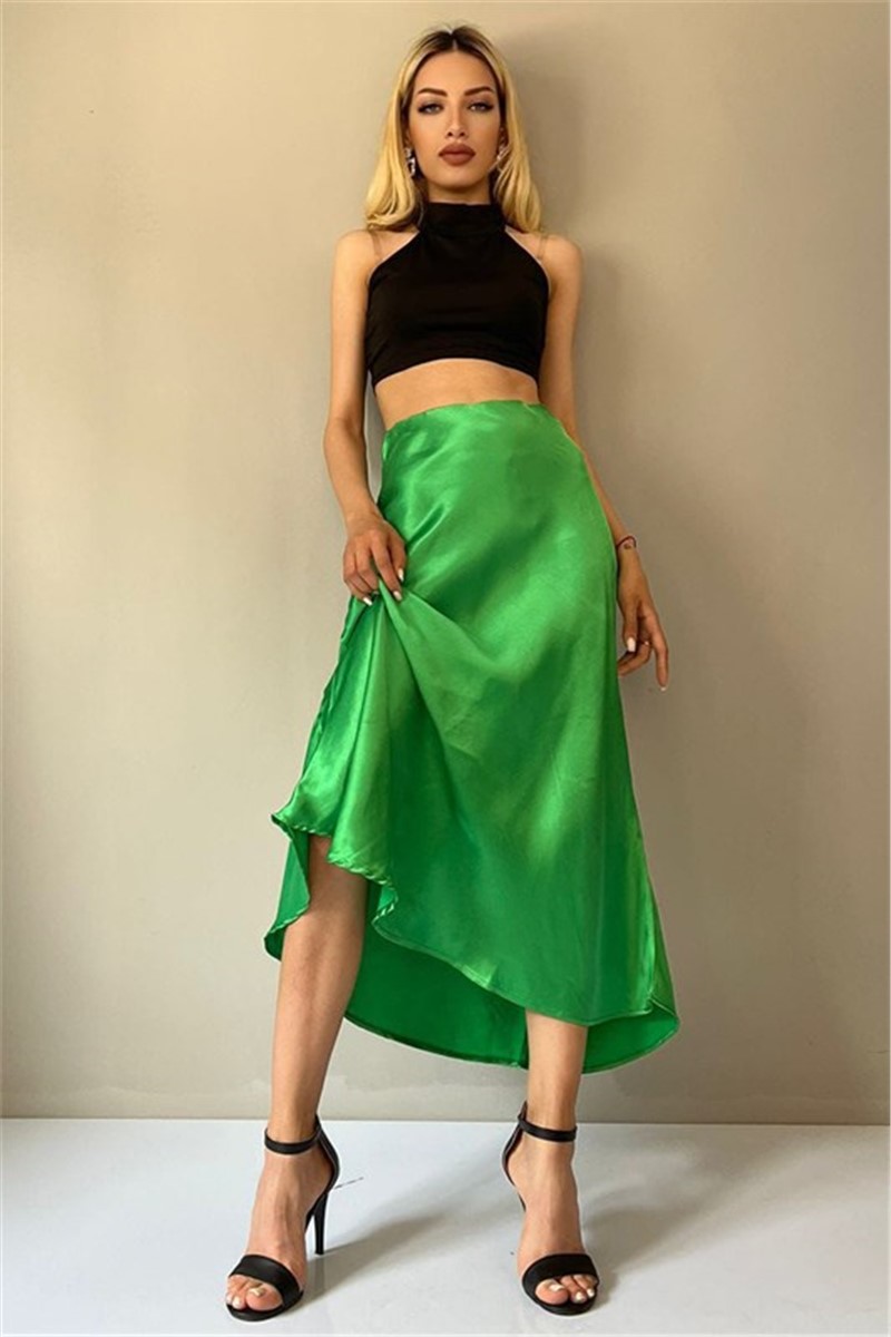 Women's Satin Skirt MG1409 - Green #333084