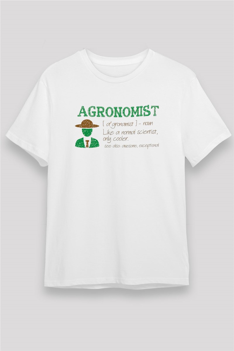 T-shirt bianca unisex agronomo - TişörtFabrikasi #372340
