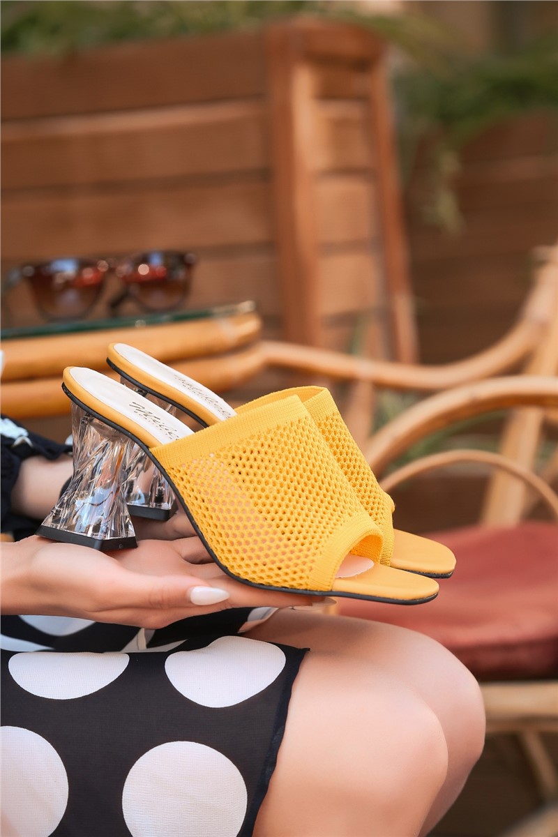 Women's textile slippers - Yellow #382213