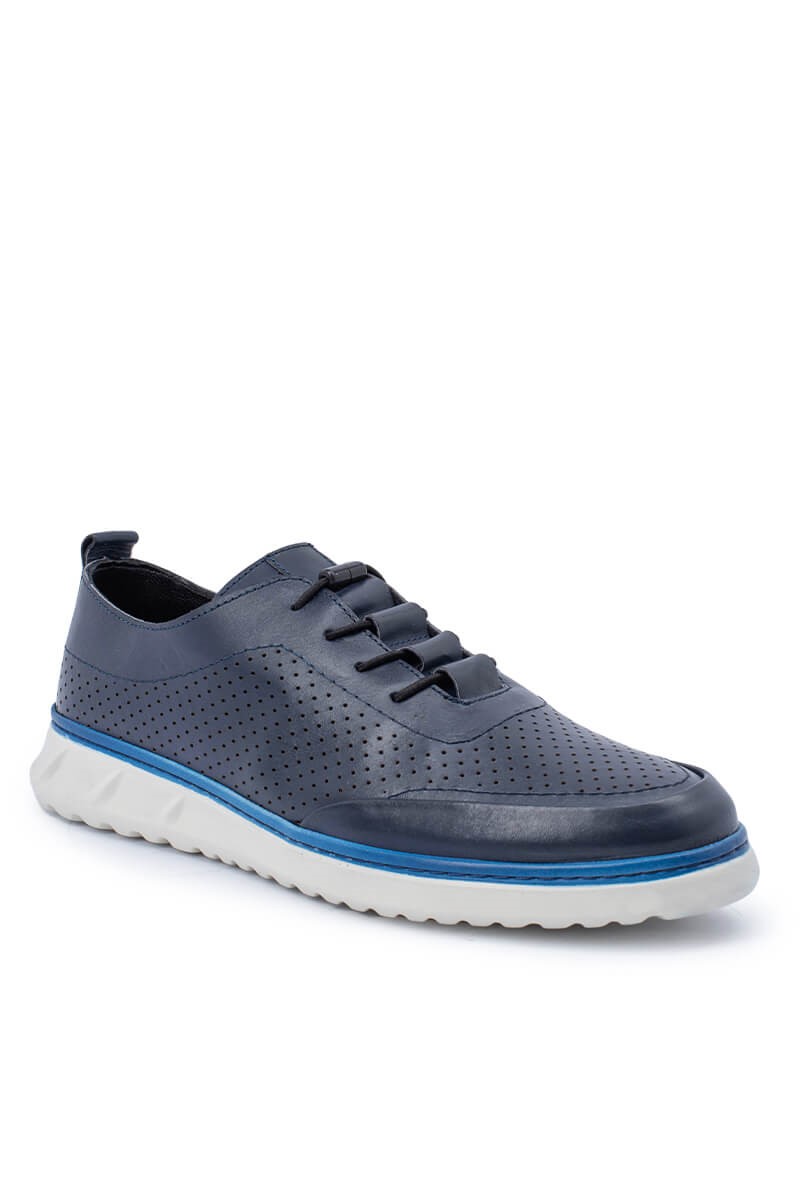 ALEXANDER GARCIA Men's Genuine Leather Casual Shoes - Dark Blue 20230321107