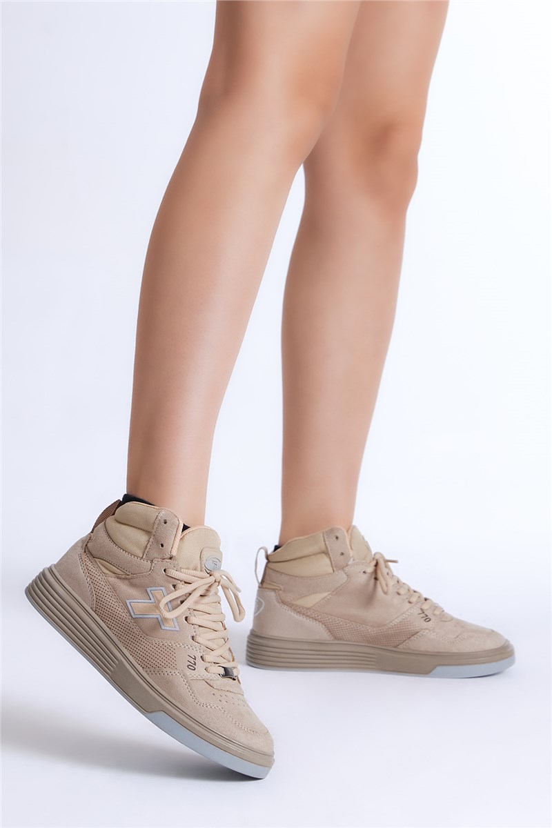 Unisex Lace Up Sports Shoes - Beige #399101