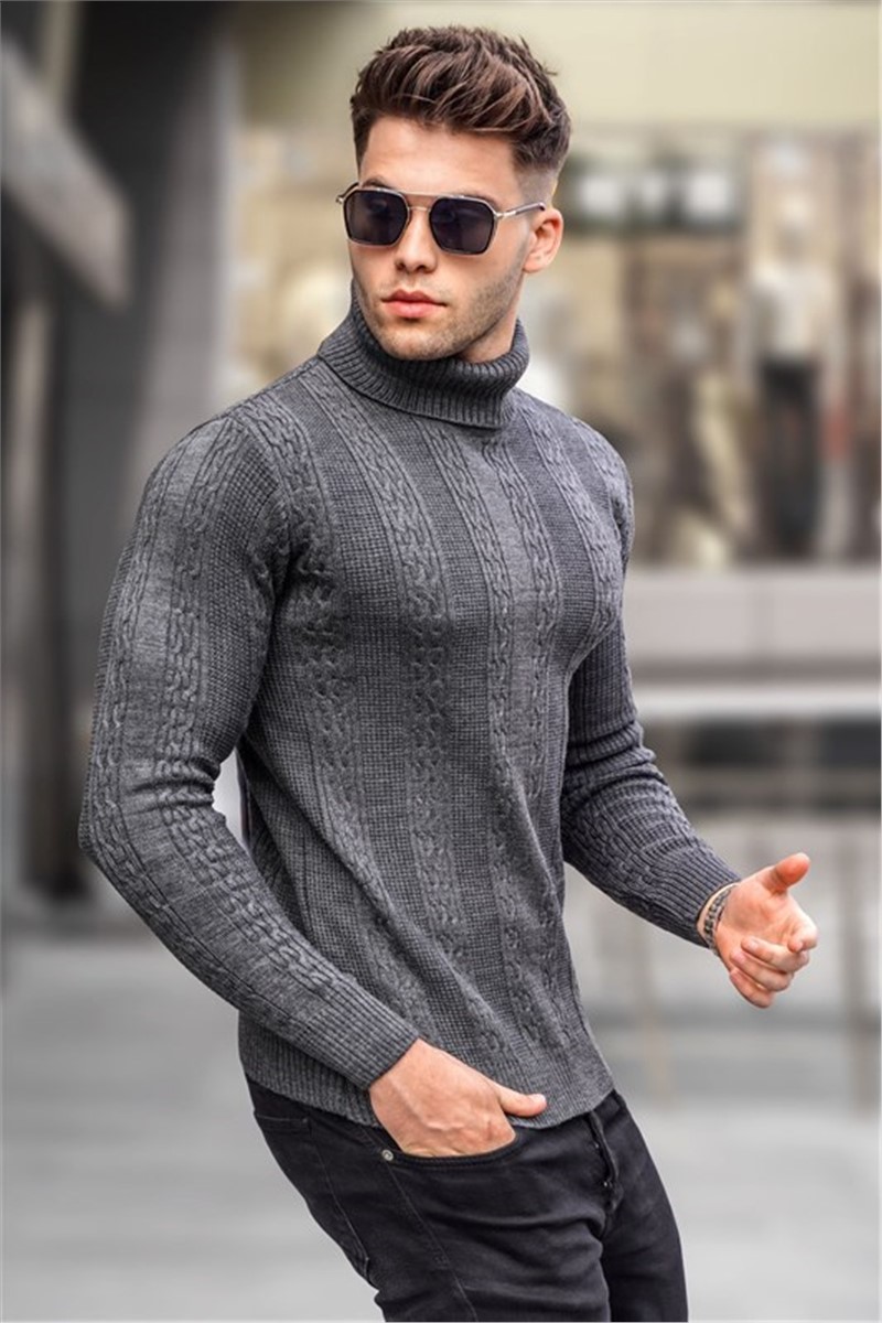 Maglione lavorato a maglia da uomo 5769 - Antracite #333701