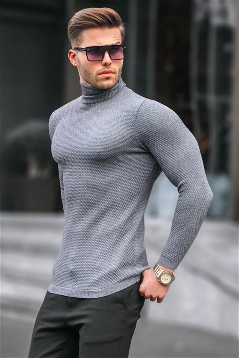 Maglione lavorato a maglia da uomo 6306 - Antracite #367684