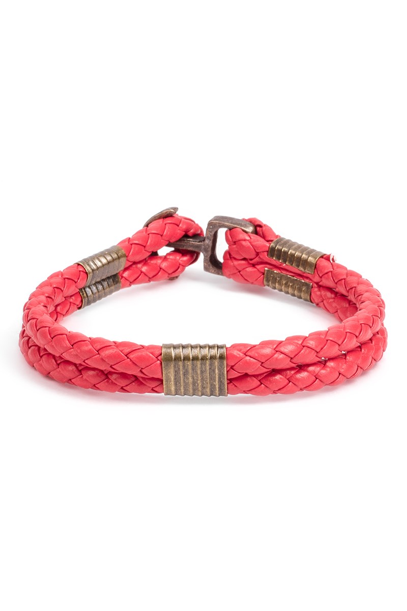 Men's leather bracelet - Red 20230901024