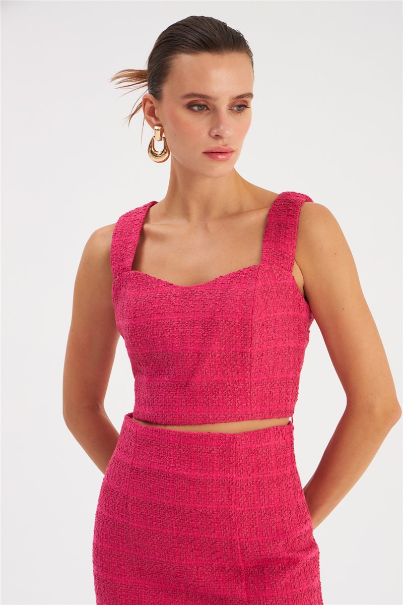 Women's top with wide straps - Bright Pink #362806