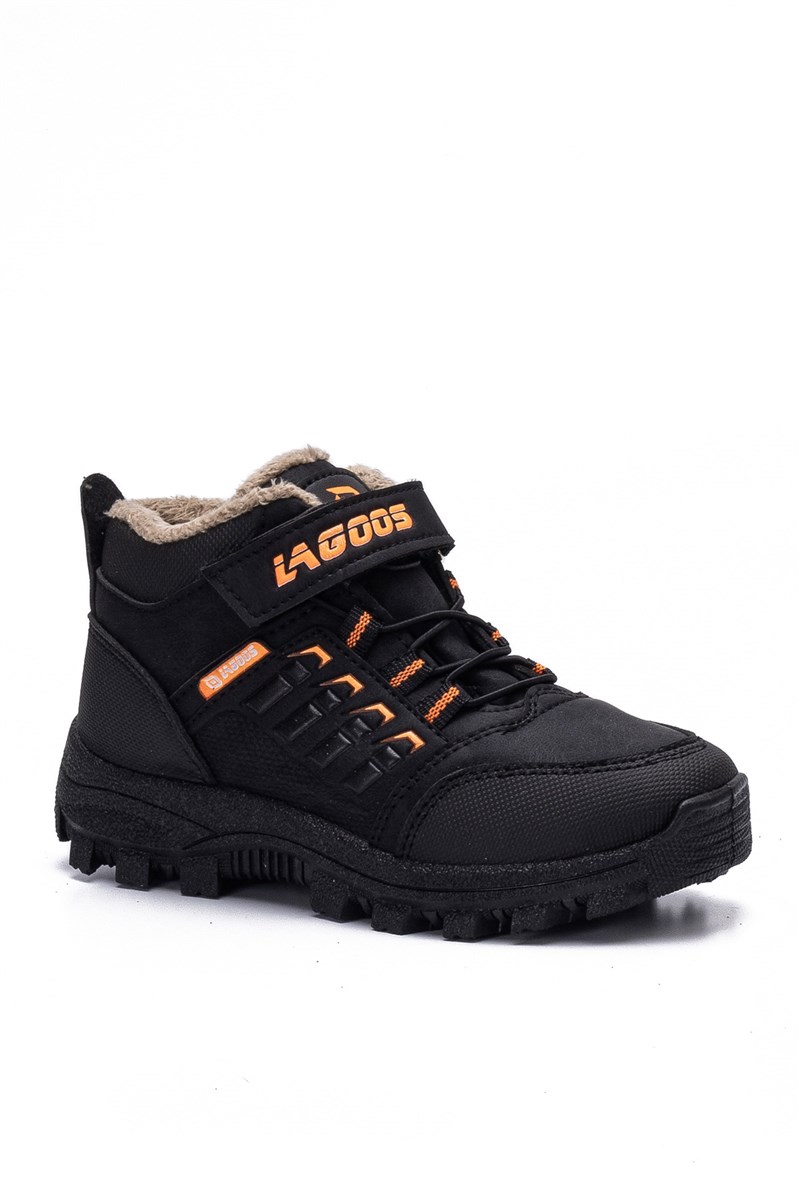 L04 Stivali da bambino in velcro - Nero #394194