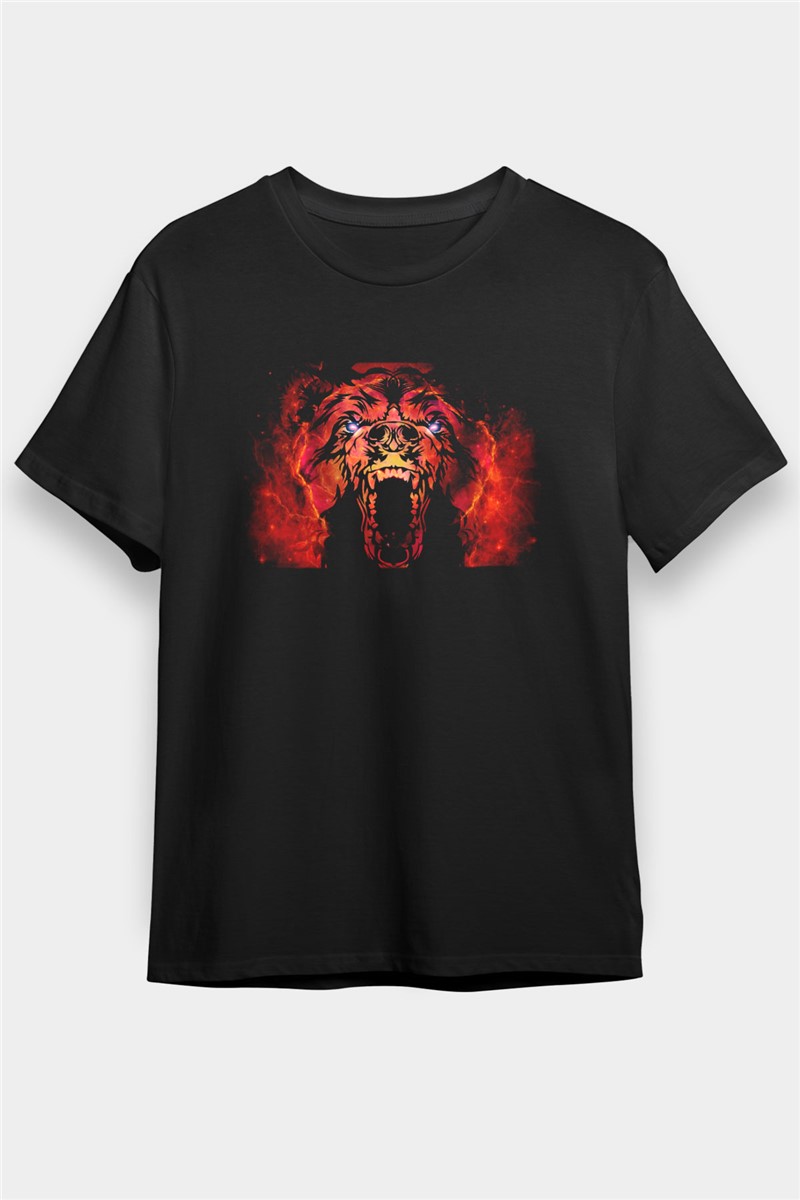 Unisex Print T-Shirt - Black #373444