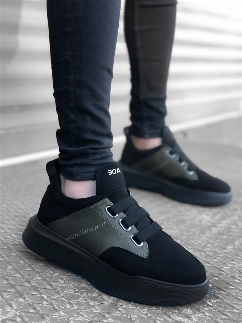Men's sports shoes BA0160 - Black with Khaki # 322301