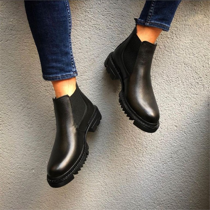 Men's leather boots BA0182 - Black # 322390