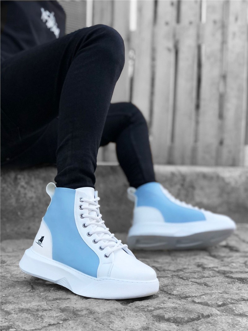 Men's Lace Up Sports Boots BA0256 - Blue-White #362659