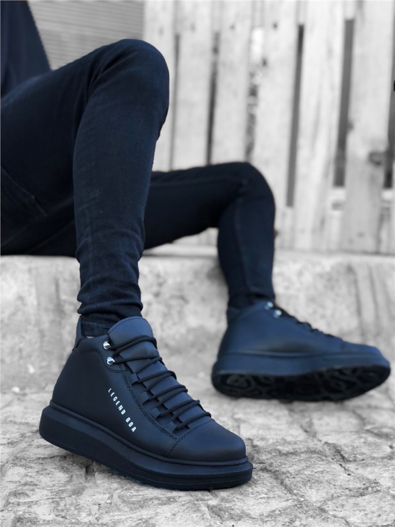 Men's Athletic Lace Up Boots BA0312 - Black #362664