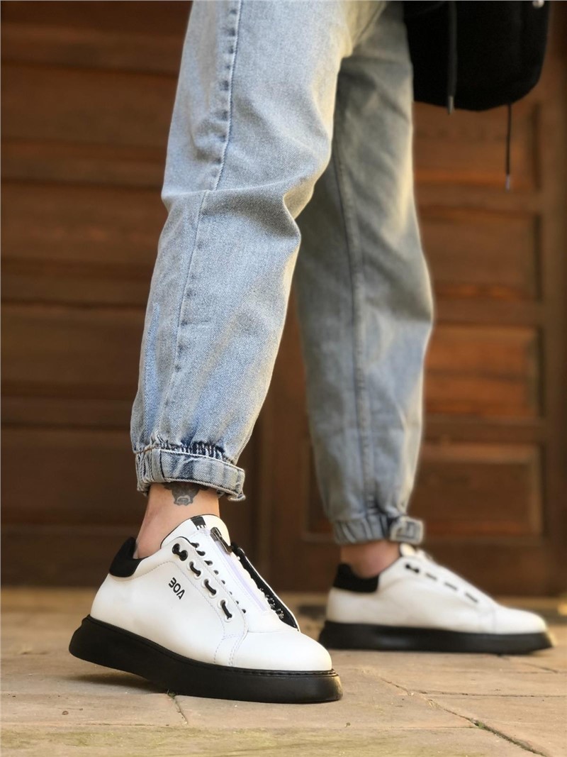 Men's casual shoes BA0330 - White with Black #330804